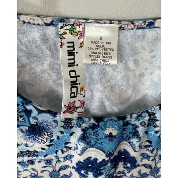 Mimi Chica Size Small Long Bell Sleeve Dress Print Open Back Boho Fairy Festival - Picture 4 of 5